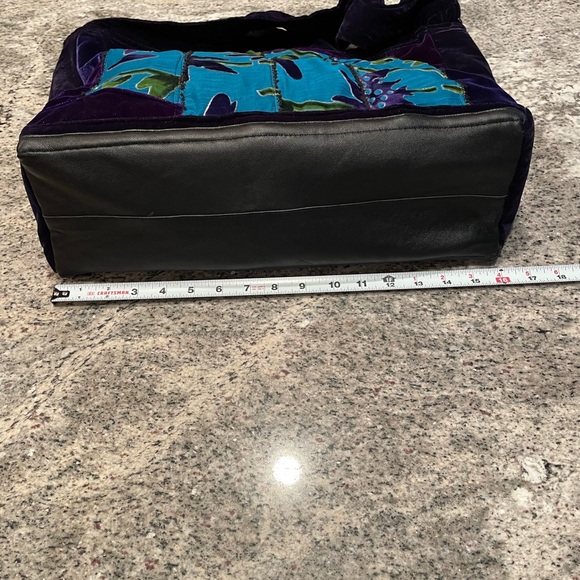 NEW BLUE PURPLE Two-sided Velvet Bag, Tote, Patchwork, Burnout, Shoulder, Boho - Picture 12 of 12